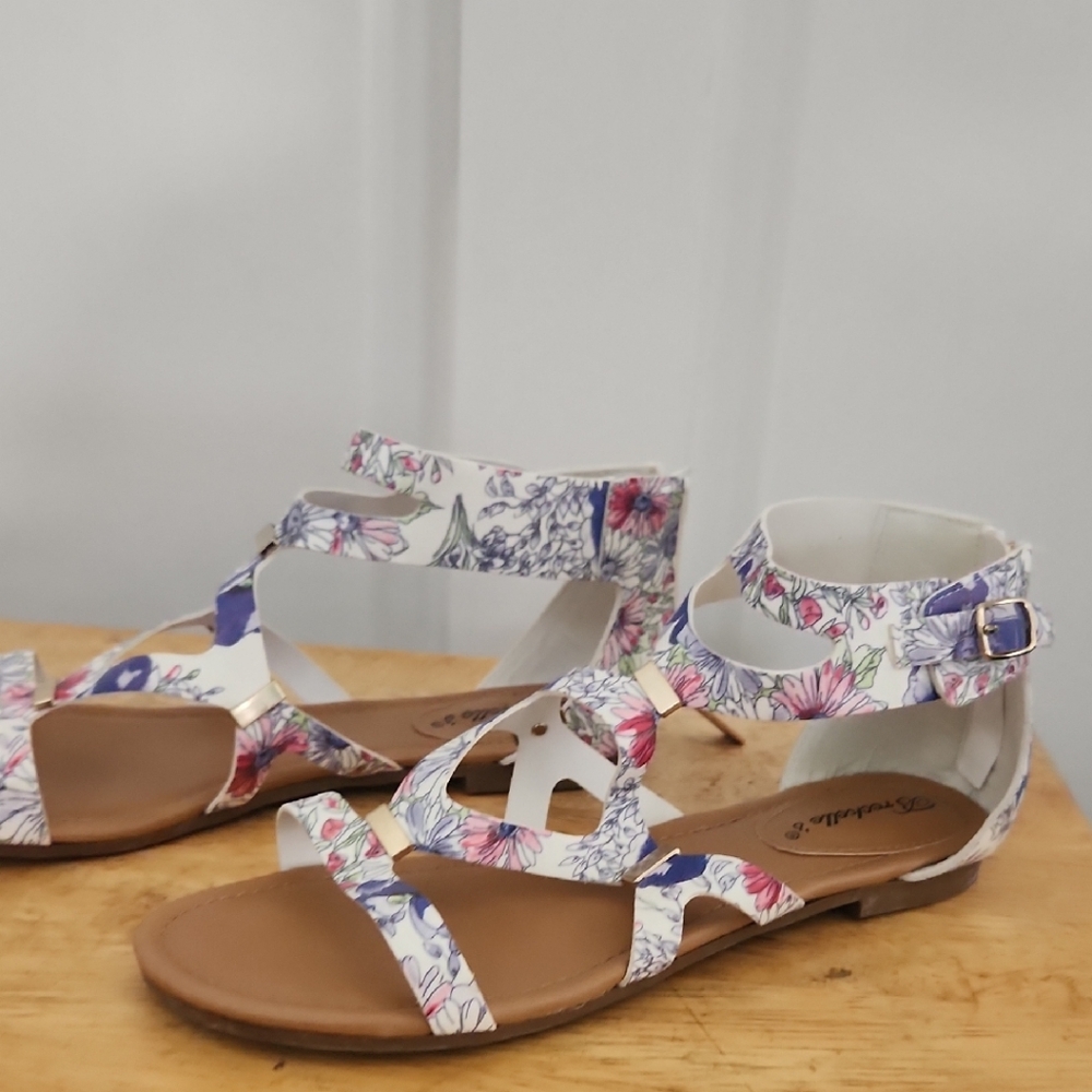 Breckelles Pink and Brown Sandals with Ankle Strap